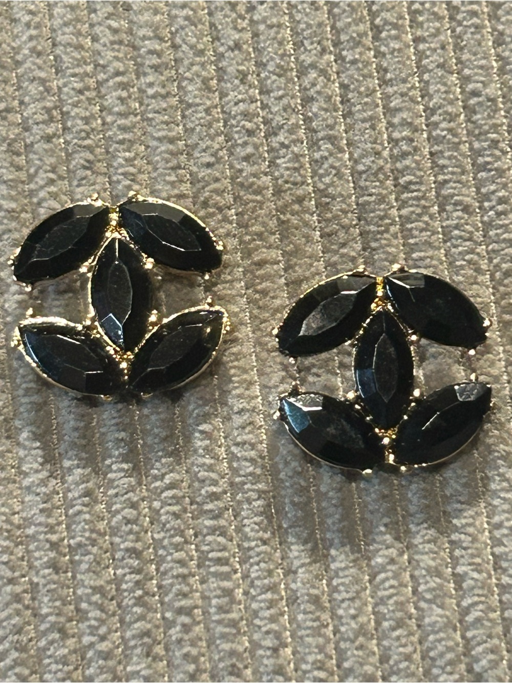 Black Crystal Interlocking Stud Earrings